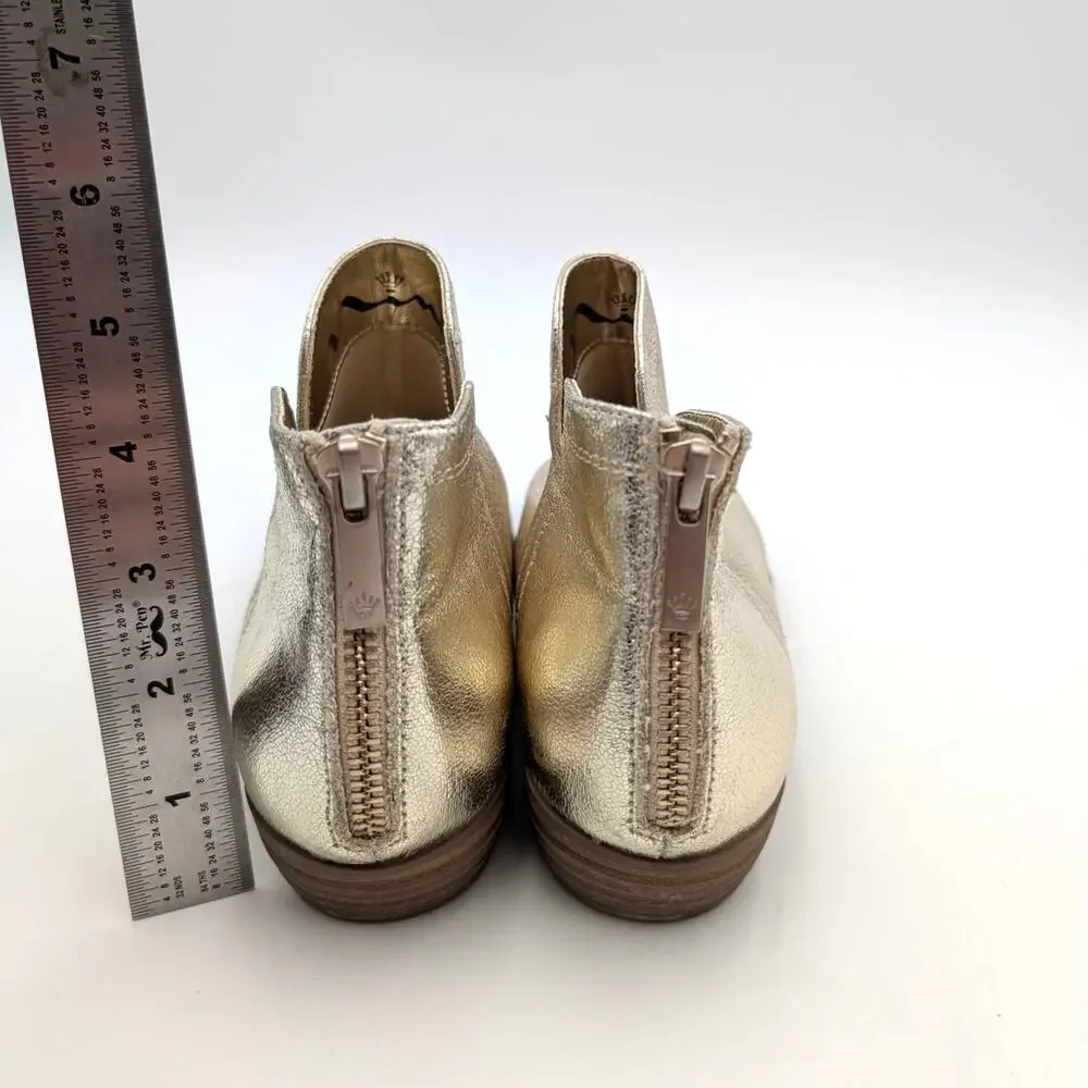 Nina Olympia Ankle Bootie Back Zip Girl's Light Gold Crackle Size US3M EU34
